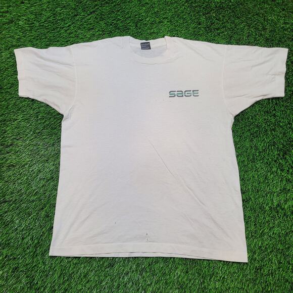 VTG 90s "Hurricane Survivor" Sage Software Promo T-Shirt Mens Large - Picture 1 of 11